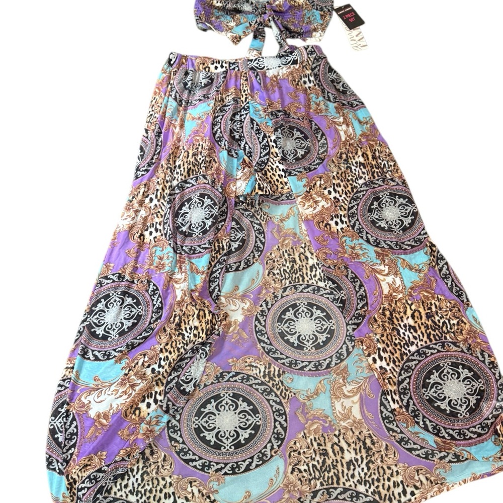Almost Famous Purple and Blue A-Line Maxi Skirt